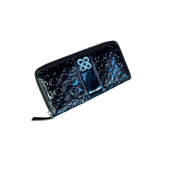 coach black signature patent leather zip around wallet - Picture 10 of 10